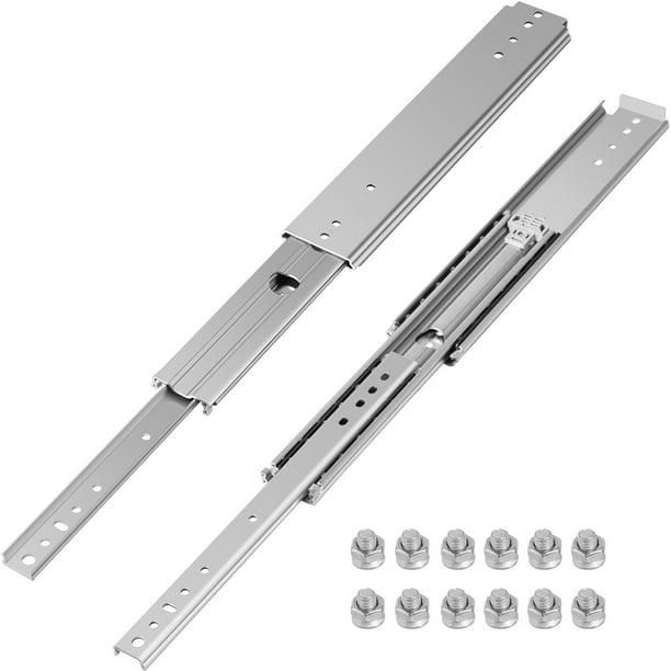 1 Pair Lenght 14 Stainless Steel Side Mount Ball Bearing 3 Section Drawer Slide Silent Buffer Soft Close 